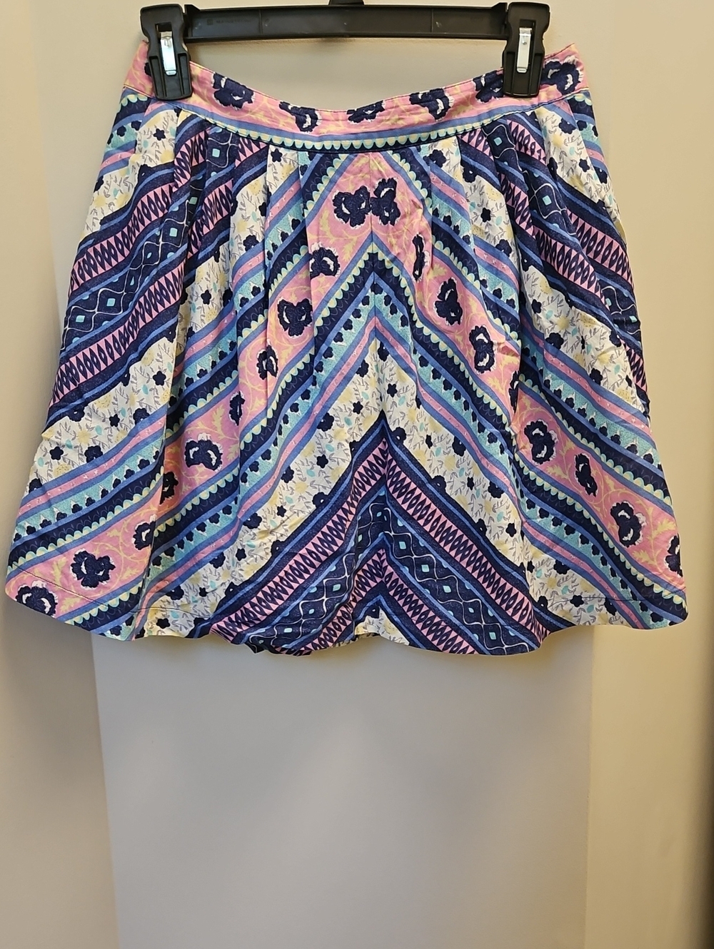Free People Pink and Blue Printed Mini Skirt